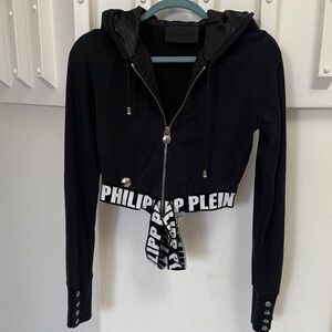 Philipp Plein Black Bomber Jacket with Logo Detail